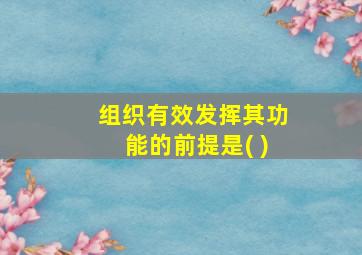 组织有效发挥其功能的前提是( )